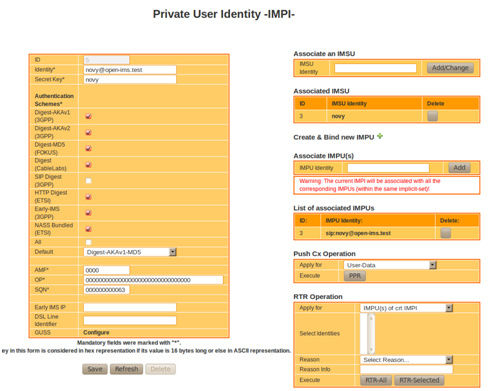 IMPI Private User Identity